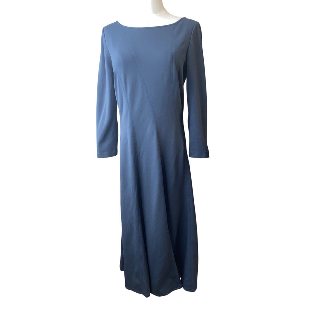 LAFAYETTE 148 Gray Stretch Long Sleeve Fit & Flare Midi Dress Sz 4